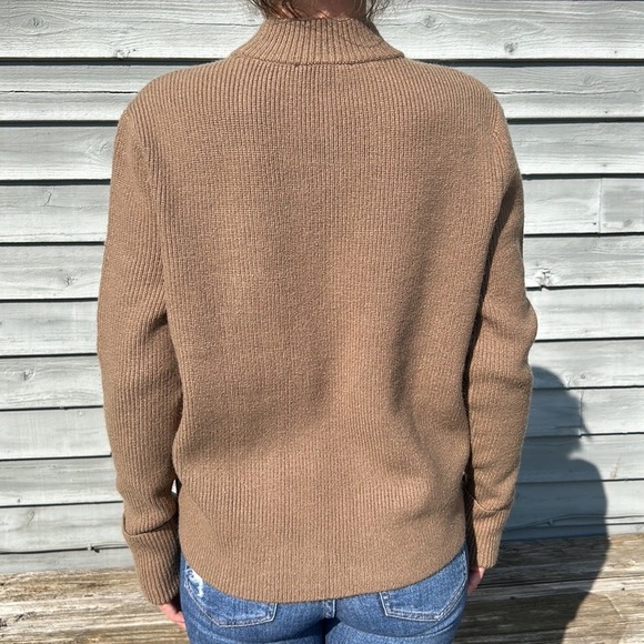 Ann Taylor Women's Faux Suede Mixed Media Sweater Preppy Office Brown M - Picture 3 of 8